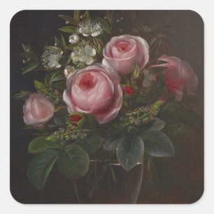 J.L. Jensen - Roses and Tree Anemones in a ... Square Sticker