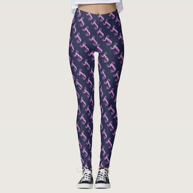 J leggings à motifs violets monogrammés (Devant)