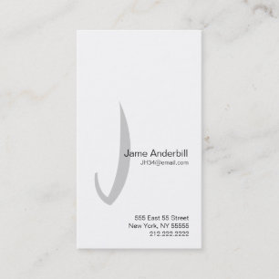 J Letter Alphabet Business Card Grey