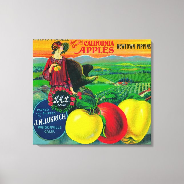 J.M.L. Apple Crate LabelWatsonville, CA Canvas Print (Front)