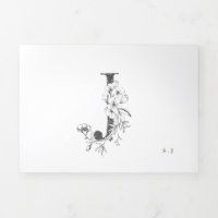 'J' Monogram Beautiful Sketched Floral Wedding