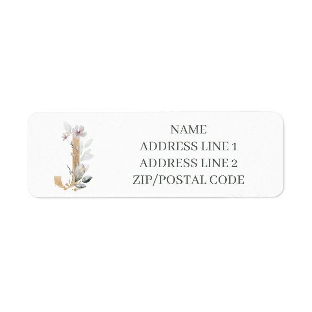 J Monogram Floral Étiquette personnalisé (Devant)