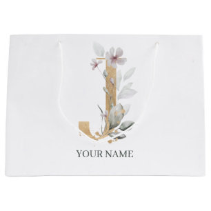 J Monogram Floral Personalized Large Gift Bag
