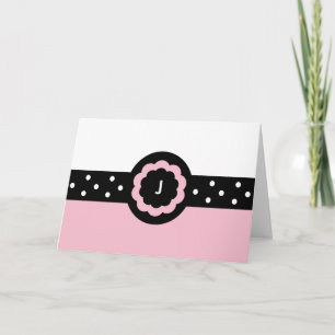 J :: Monogram J Dotted Pink & White Card