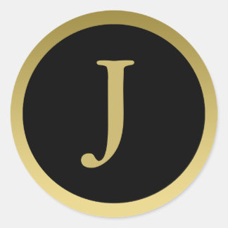 J :: Monogram J Elegant Gold and Black Stickers