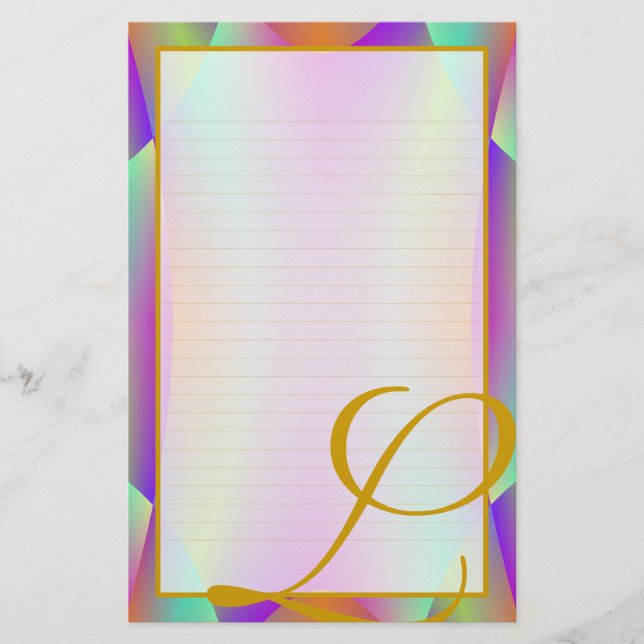 J Monogram "On Stage Purple" Fine Lined Stationery (Front)