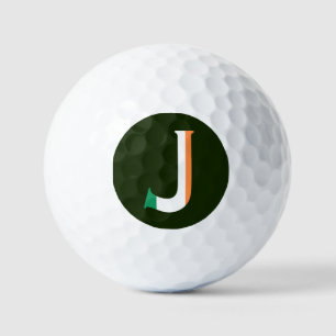 J Monogram overlaid on Irish Flag va gbcnt Golf Balls