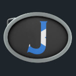 J Monogram overlaid on Scottish Flag bbcnt Belt Buckle<br><div class="desc">J Monogram overlaid on Scottish Flag Belt Buckle

Design © Trinkets and Things 2017 - AHP Design. All Rights Reserved.

030417</div>