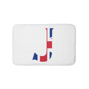 J Monogram overlaid on Union Jack Flag bmcn Bath Mat