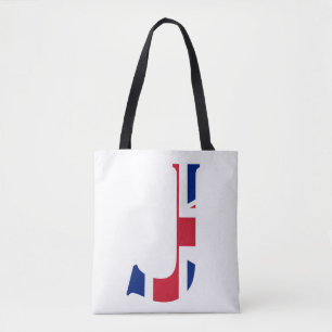 J Monogram overlaid on Union Jack Flag stcnt Tote Bag