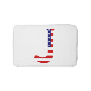 J Monogram overlaid on USA Flag bmcnt Bath Mat