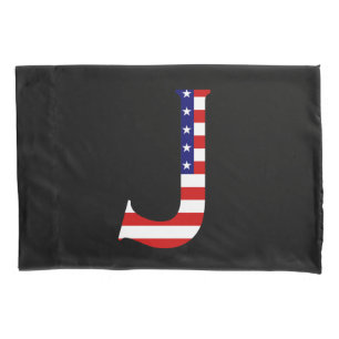 J Monogram overlaid on USA Flag pccnt Pillowcase