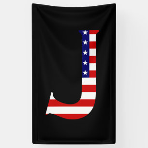 J Monogram overlaid on USA Flag (v) bnrcnt Banner