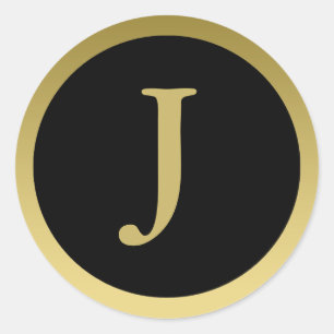 J : Monogramme J Elegant Gold et Black Stickers