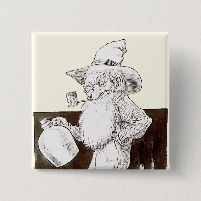 J P Bernard Moonshiner (Sepia) 2 Inch Square Button (Front)