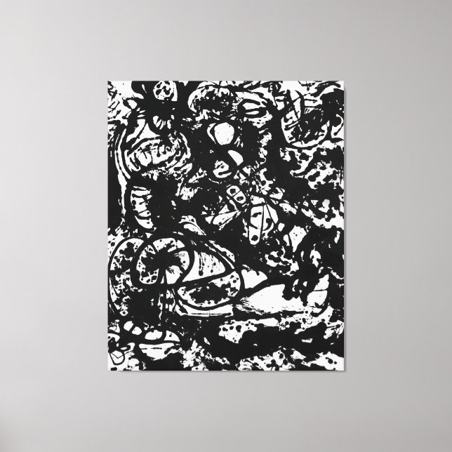 J. P. - BLACK AND WHITE Number 6 - 1951 -Abstract- Canvas Print (Front)
