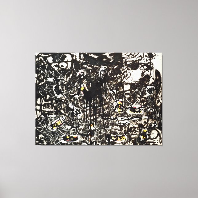 J. P. - YELLOW ISLANDS - 1952 - Black Pourings - Canvas Print (Front)