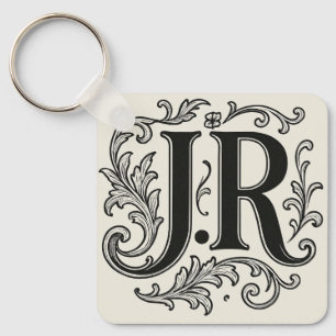 J.R Initials with Decor Keychain