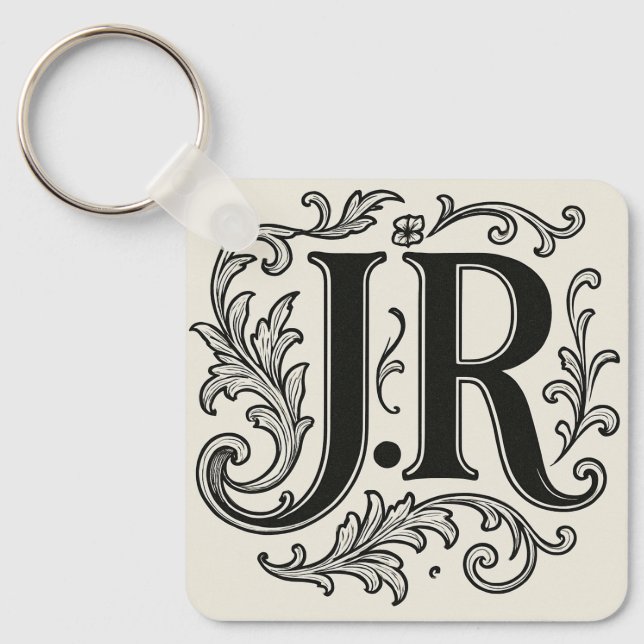 J.R Initials with Decor Keychain (Front)
