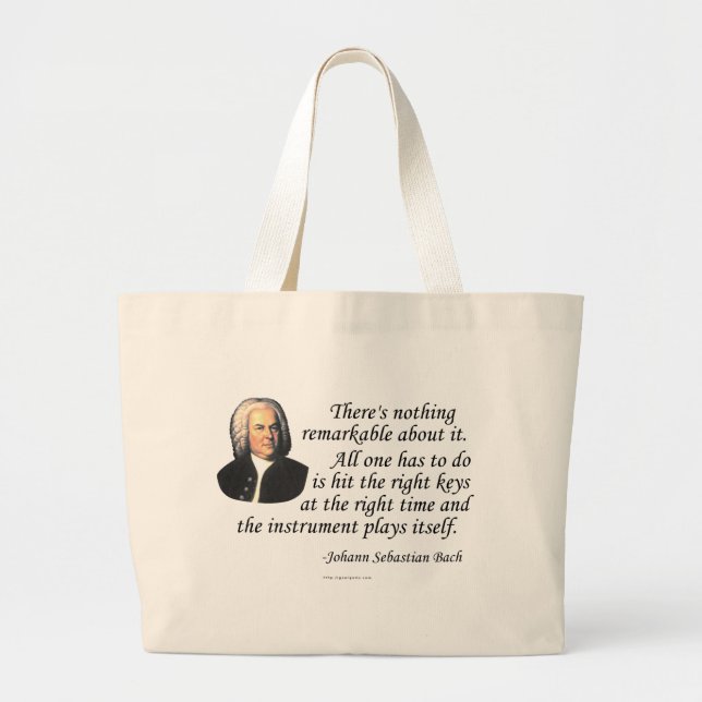 J.S. Bach on Playing Large Tote Bag (Front)