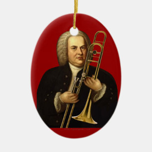 J.S. Bach with Trombone Ceramic Ornament