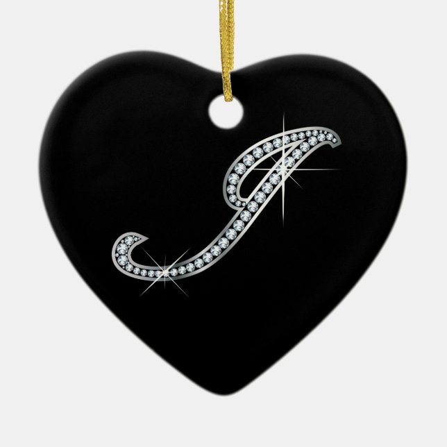 J script "Diamond Bling" Ceramic Ornament (Front)