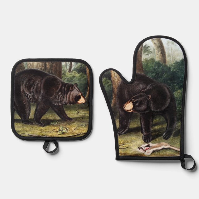 J.W. Audubon - Ursus Americanus Black Bear Oven Mitt & Pot Holder Set (Front)
