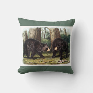 J.W. Audubon - Ursus Americanus Black Bear Throw Pillow