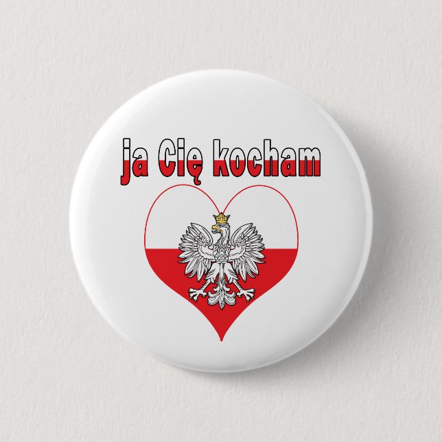 ja Cie kocham Eagle Heart 2 Inch Round Button (Front)