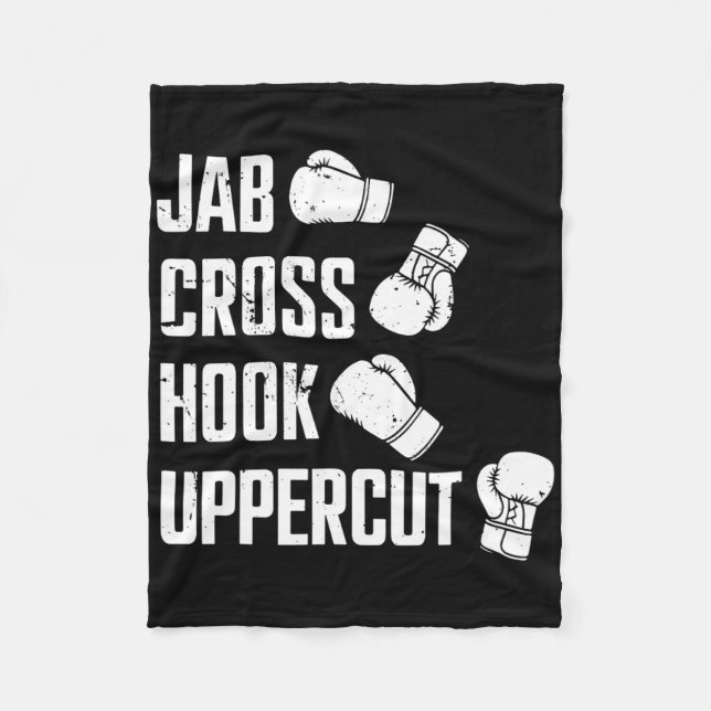 Jab Cross Hook Uppercut Boxer Workout Kickboxing  Fleece Blanket (Front)