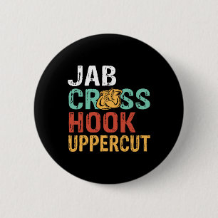 Jab Cross Hook Uppercut Boxer Workout Men Women Ki 2 Inch Round Button