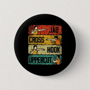 Jab Cross Hook Uppercut Boxing 2 Inch Round Button