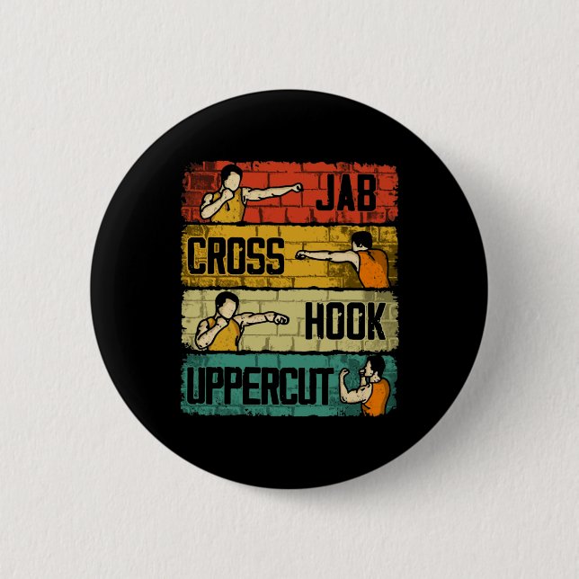 Jab Cross Hook Uppercut Boxing  2 Inch Round Button (Front)
