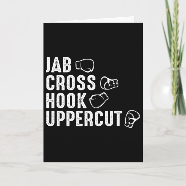 Jab Cross Hook Uppercut Boxing Gloves Boxer  Card (Front)