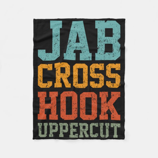 Jab Cross Hook Uppercut Funny Boxing Coach Trainin Fleece Blanket (Front)