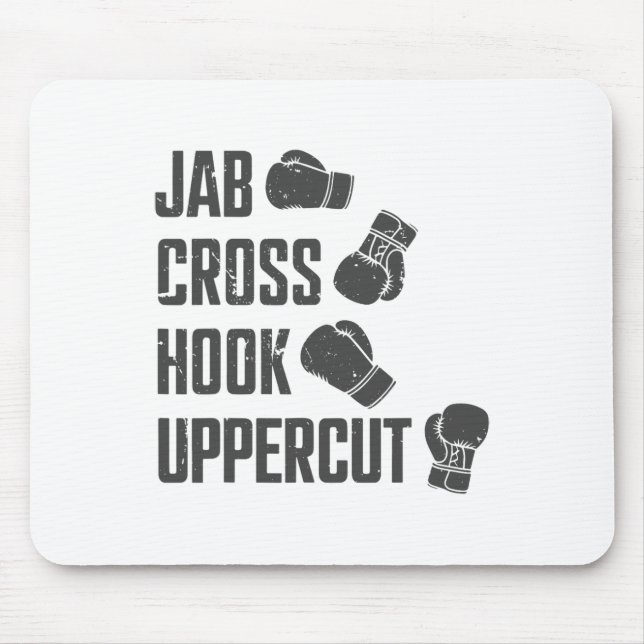 Jab Cross Hook Uppercut Funny Boxing Coach Trainin Mouse Pad (Front)