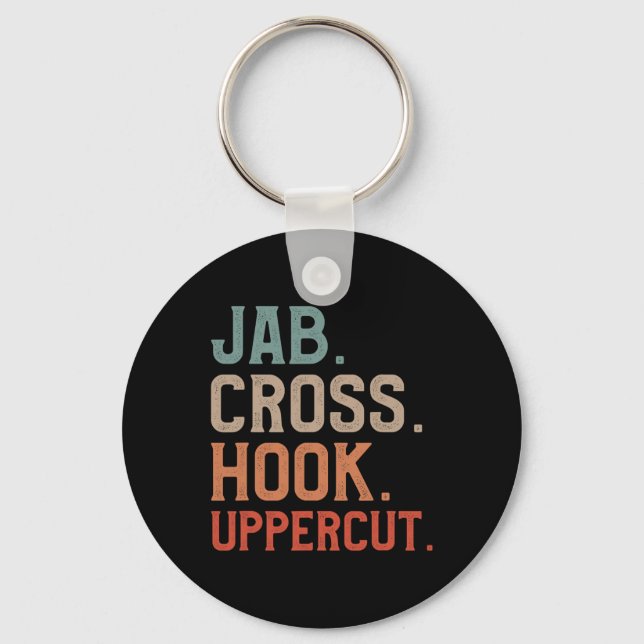 Jab Cross Hook Uppercut Kickboxer Kickboxing  Keychain (Front)