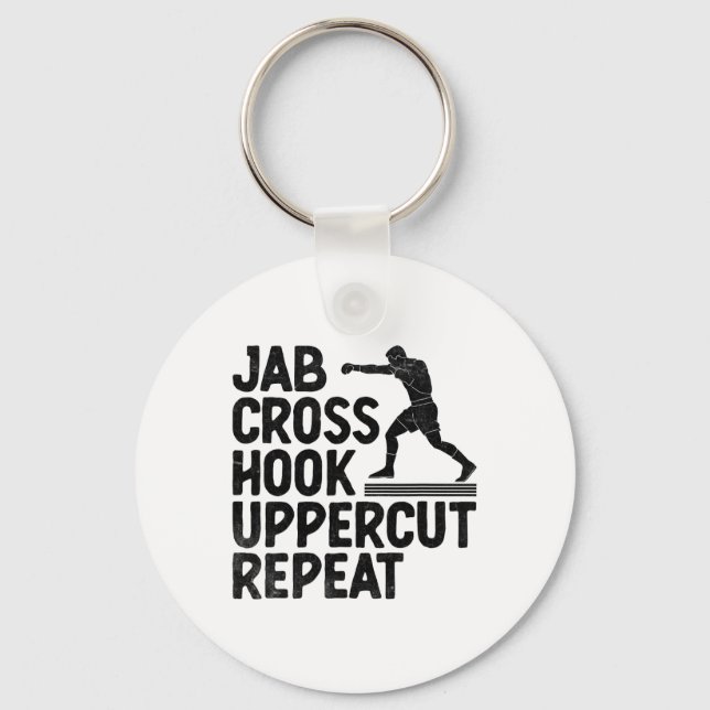 Jab Cross Hook Uppercut Repeat Boxer Sports Athlet Keychain (Front)