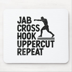 Jab Cross Hook Uppercut Repeat Boxer Sports Athlet Mouse Pad