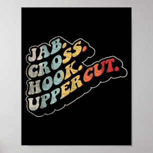 Jab Cross Hook Uppercut Retro Boxing Combat Sports Poster