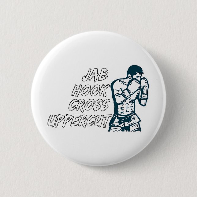 Jab Hook Cross Uppercut Boxing For Boxer Men Boys  2 Inch Round Button (Front)