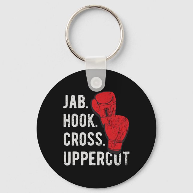 Jab, Hook, Cross, Uppercut - Kickboxing And Boxing Keychain (Front)
