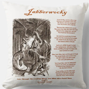Jabberwocky Poem by Lewis Carroll (Black Adder) Throw Pillow