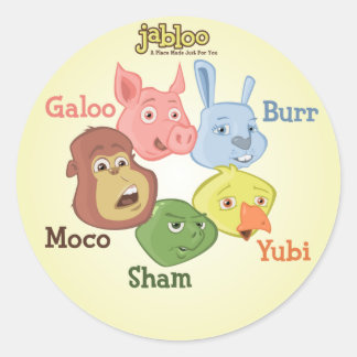 Jabloo Circle Sticker on Yellow Background