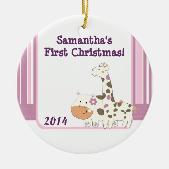 Jacana Jungle Giraffe Personalized Name Ornament (Front)