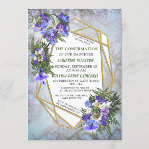 Jacaranda Blooms & Lily  Bouquet Confirmation Invitation