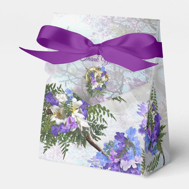 Jacaranda Blooms & Lily Bouquet Favor Box (Front Side)