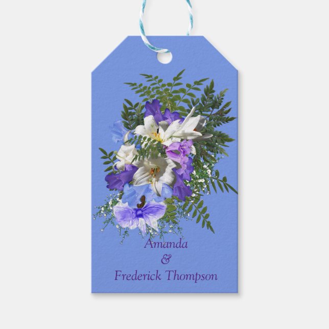 Jacaranda Blooms & Lily Bouquet Gift Tag (Front)