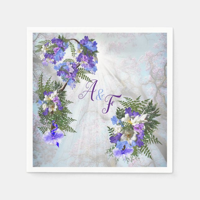 Jacaranda Blooms & Lily  Bouquet Napkins (Front)