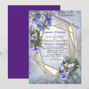 Jacaranda Blooms & Lily  Bouquet Party Invitation